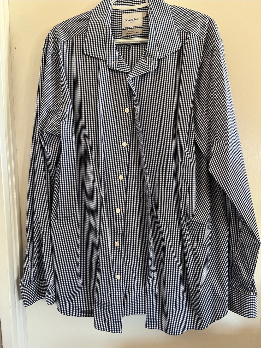Goodfellow & Co Navy and White Gingham Dress Shirt